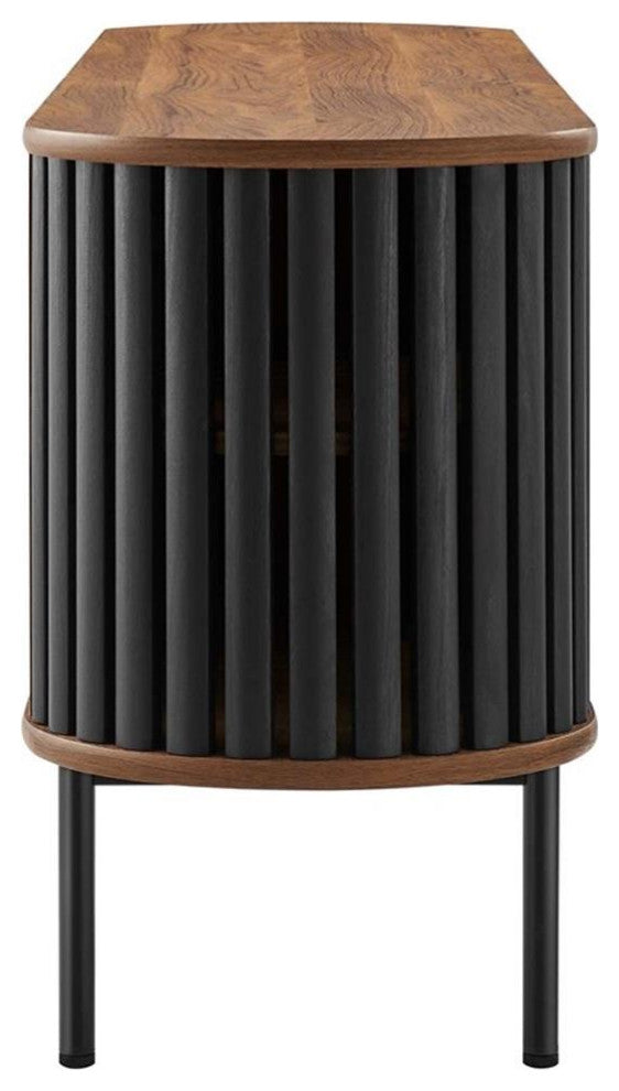 Modway Fortitude Wood TV Stand for TVs up to 78" in Walnut and Black