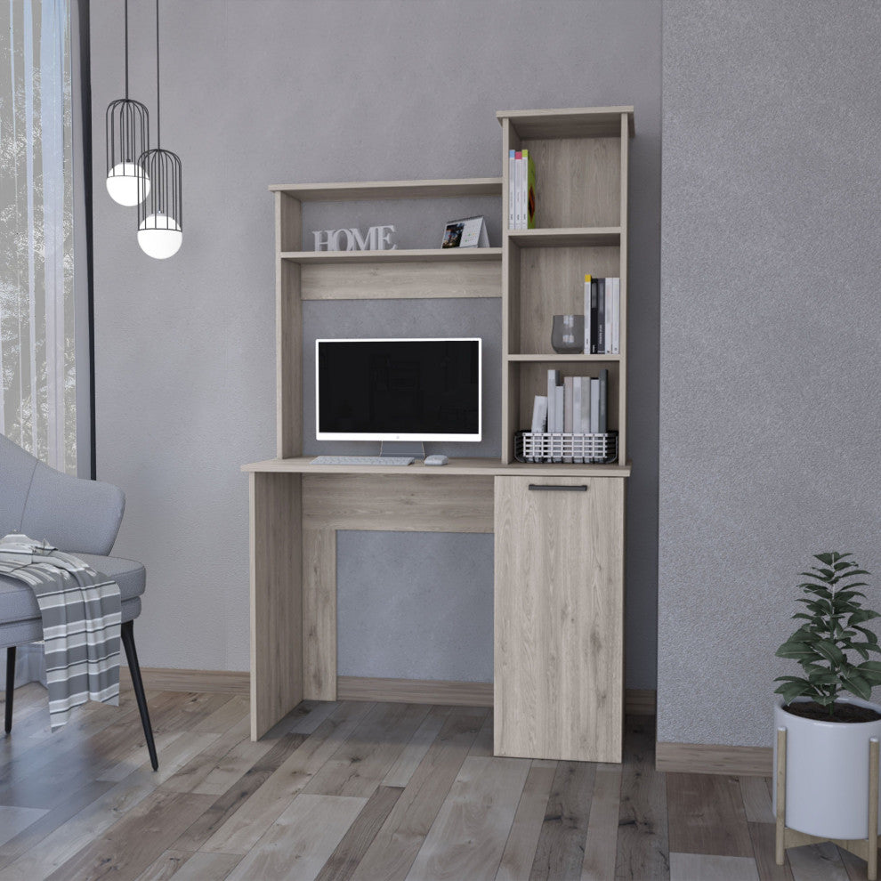 Rumford Computer Desk with Hutch and 3-Tier Storage Shelves