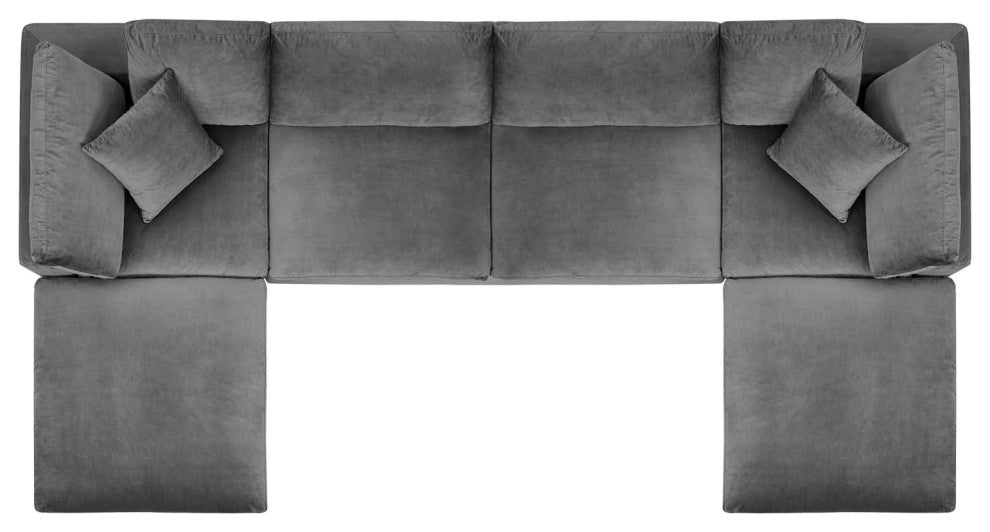 Sectional Sofa Set, Velvet, Gray, Modern, Living Lounge Hotel Hospitality