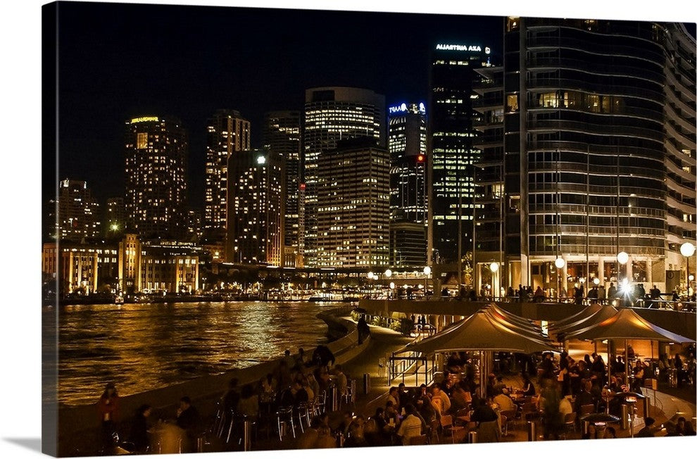 "Sydney Harbour at Night" Wrapped Canvas Art Print, 36"x22"x1.5"