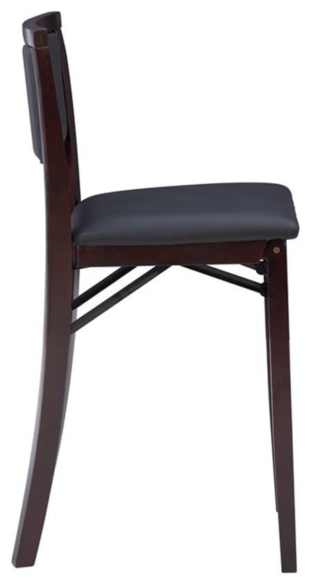 Pemberly Row Wood Bar Stool Chair in Merlot - Square Seat & Footrest & Backrest