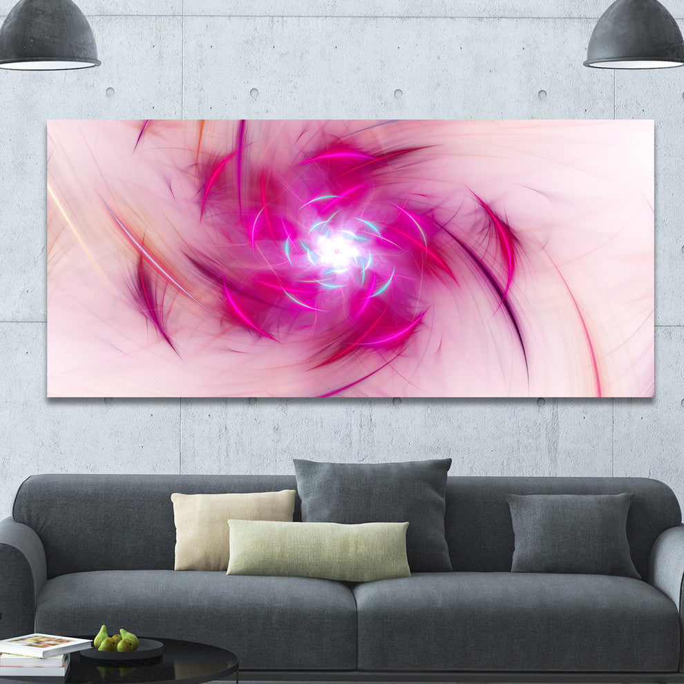 Purple Fractal Nuclear Reaction, Large Floral Canvas Art Print, 60"x28"
