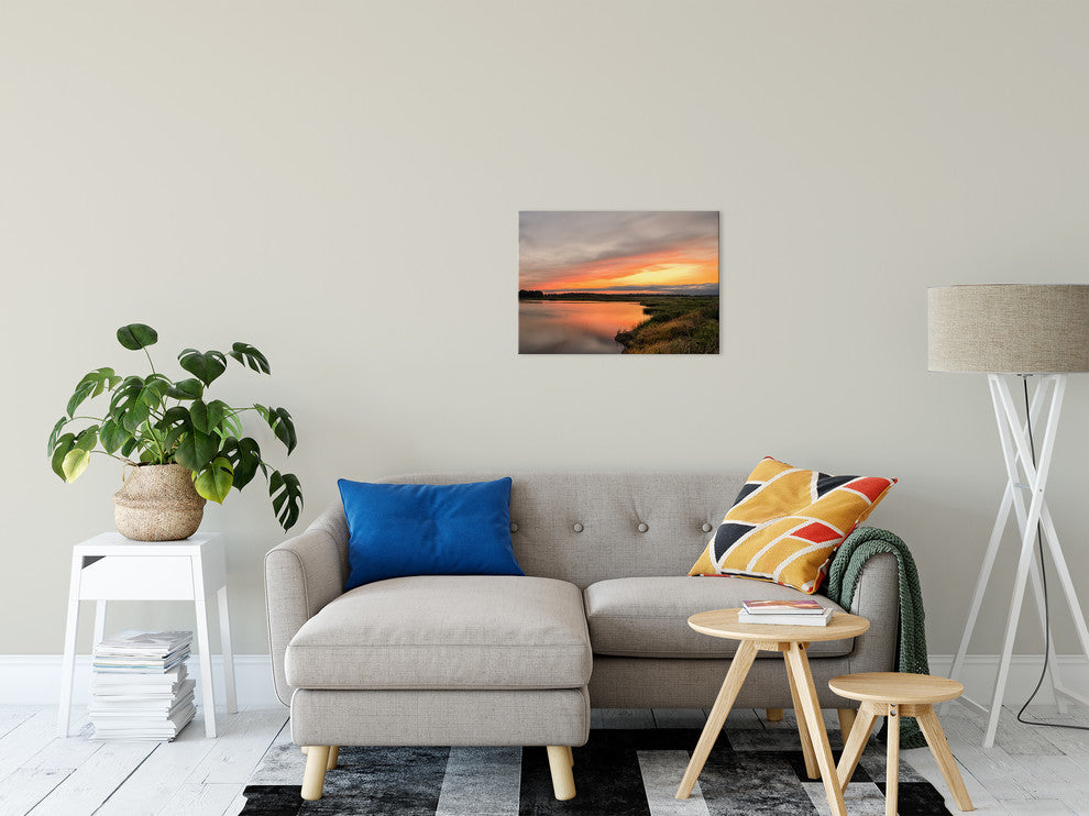 Farmhouse Style Wall Art: Sunset Woodland Marsh  Canvas, 16" X 20"