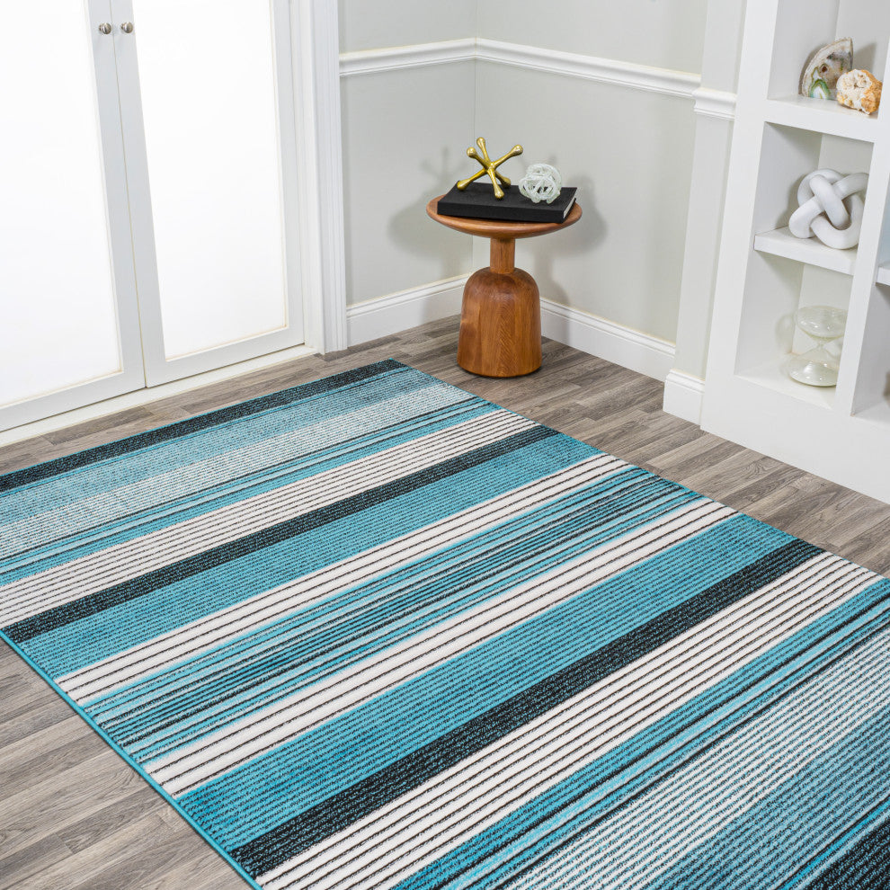 Duxbury Gradient Ticking Striped Blue/Navy 8'x10' Area Rug