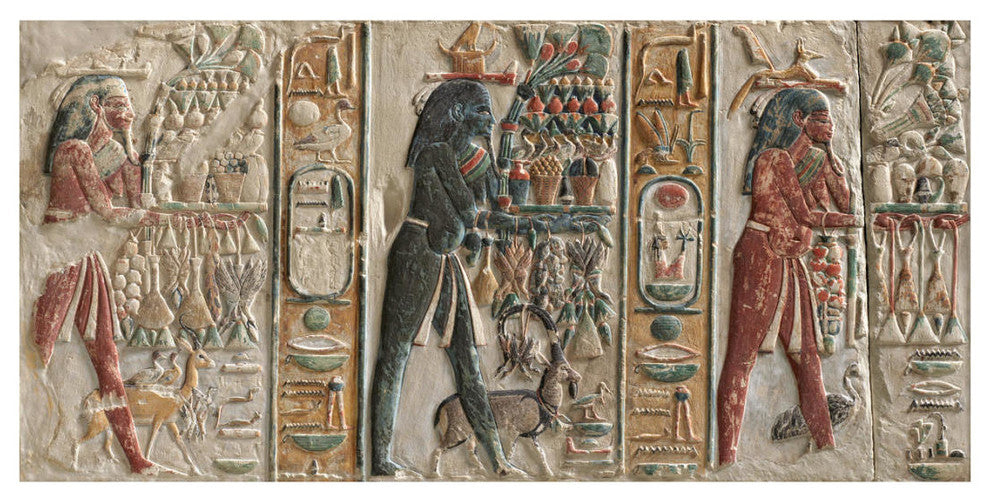 "Nome Gods Bearing Offerings, c. 1391-1353 BC" Paper Art, 32"x16.7"