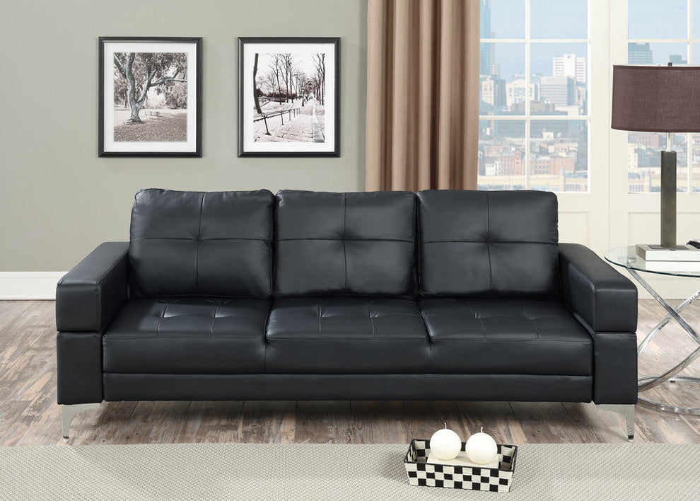 Adjustable Sofa With Movable Armrest In Black Polyurethane