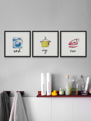 Wash, Dry and Iron Triptych, 3-Piece Set, 32x32 Panels
