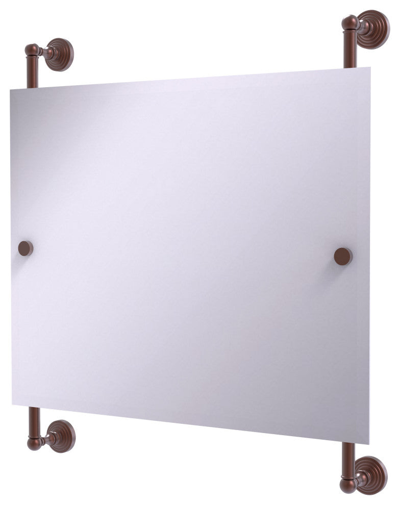 Waverly Place Landscape Frameless Rail Mounted Mirror, Antique Copper