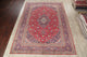 Consigned, Oriental Persian Handmade Vintage-Style Low Pile Area Rug, Red, 10x13
