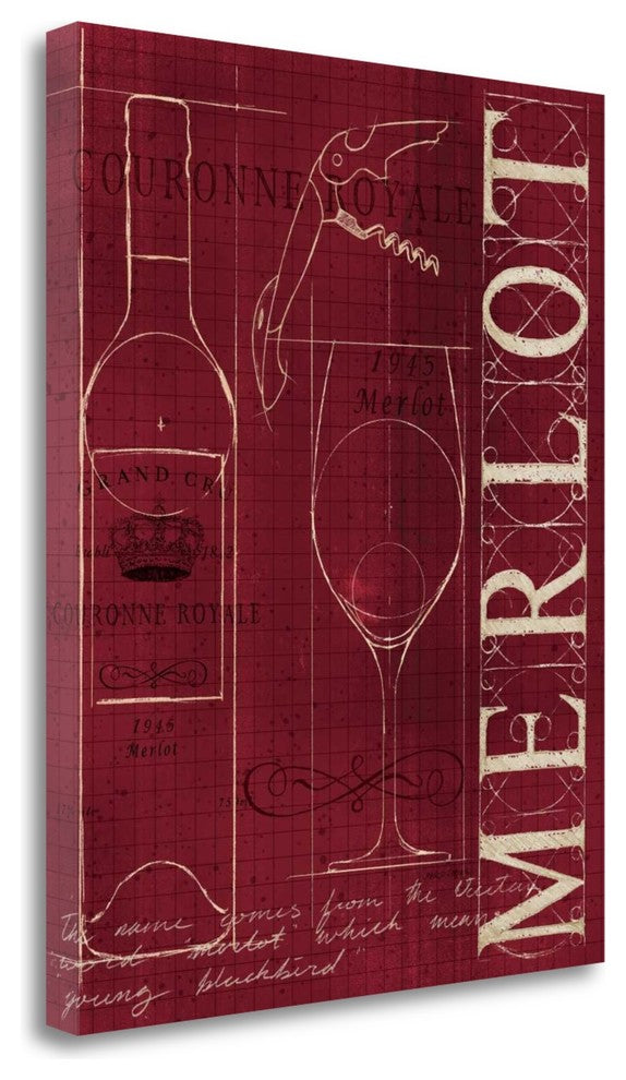 "Wine Blueprint II V2" By Marco Fabiano, Giclee Print on Gallery Wrap Canvas