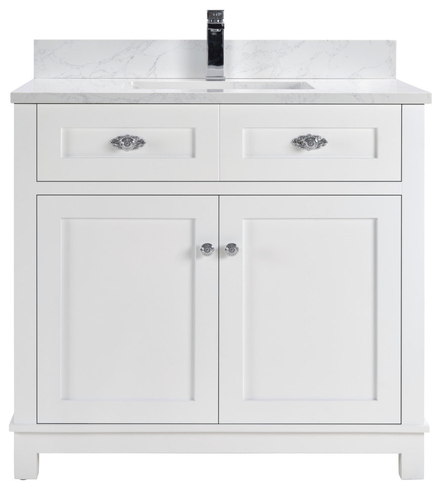 Legion Furniture WS2515 Series Bathroom Sink Vanity, White, 36", Artificial Stone Top, Single Sink