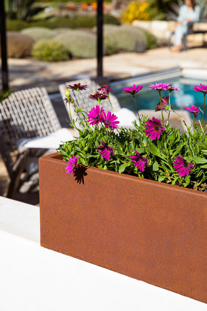 Metallic Series Corten Steel Window Box Planter, 36"