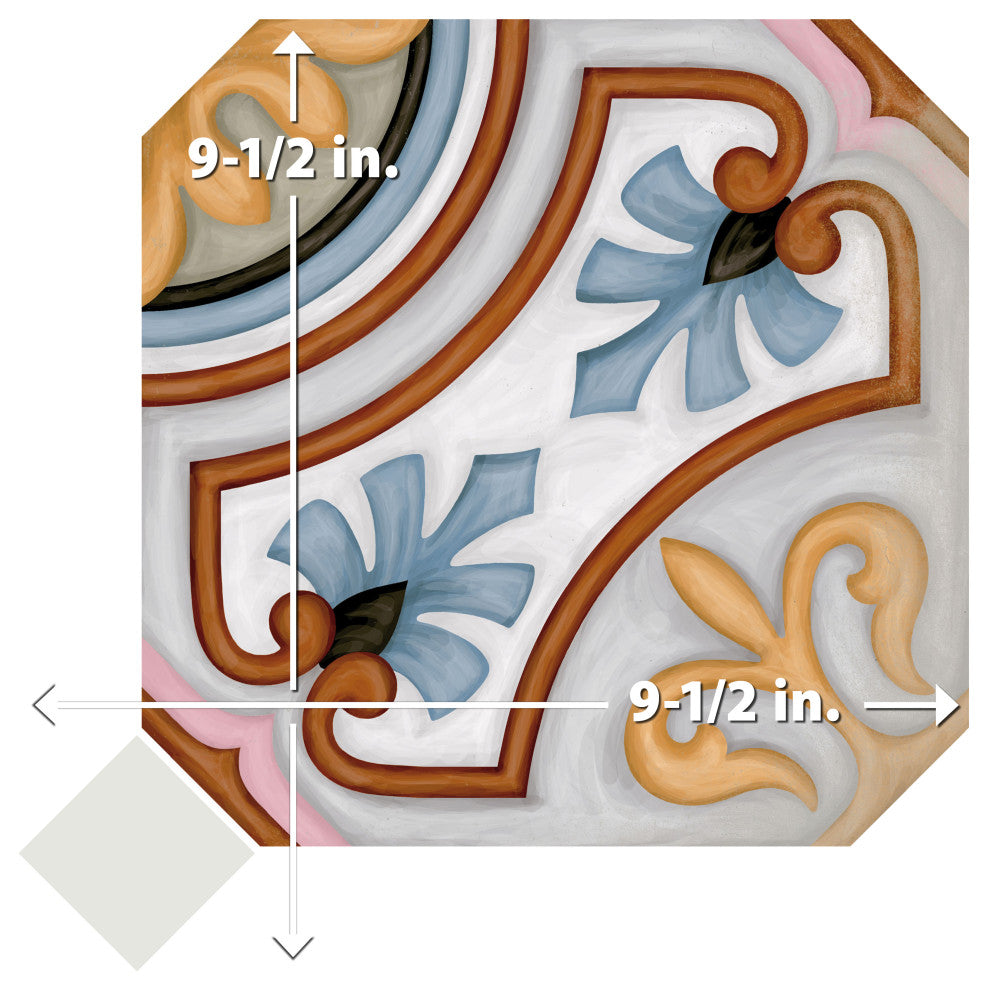 Vaudeville Octagon Deco Diglas, Taco Nacar Porcelain Floor/Wall Tile