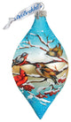 Hand Painted Scenic Glass Ornament Winter Bird Drop