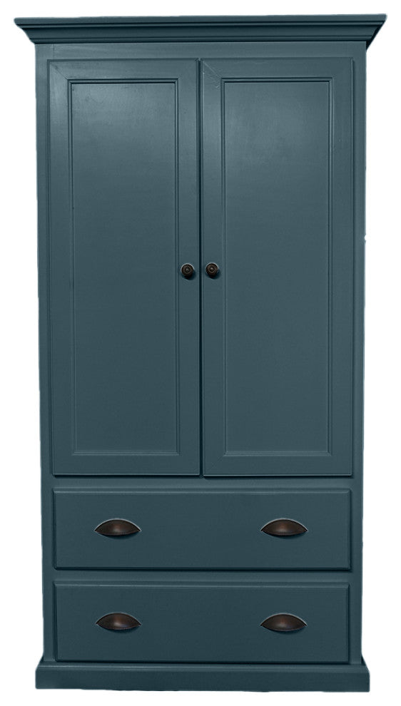 Modern Solid Wood Wardrobe, Smokey Blue