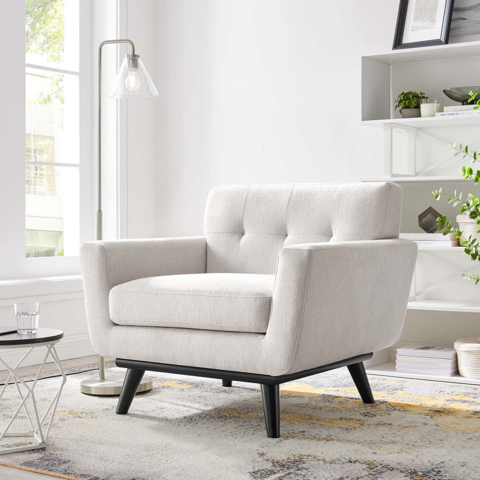 Engage Herringbone Fabric Armchair, Ivory