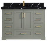 Boston 48 Single Sink Bath Vanity in Evergreen 2" Calacatta Black