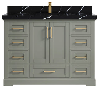 Boston 48 Single Sink Bath Vanity in Evergreen 2" Calacatta Black