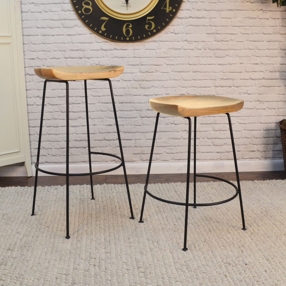 Raja Contoured Stool, Natural Mango/Black