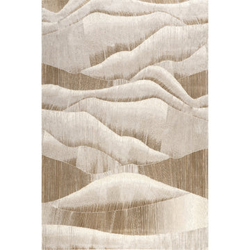 Chita Abstract Machine Washable Area Rug, Beige 6''7"x9''