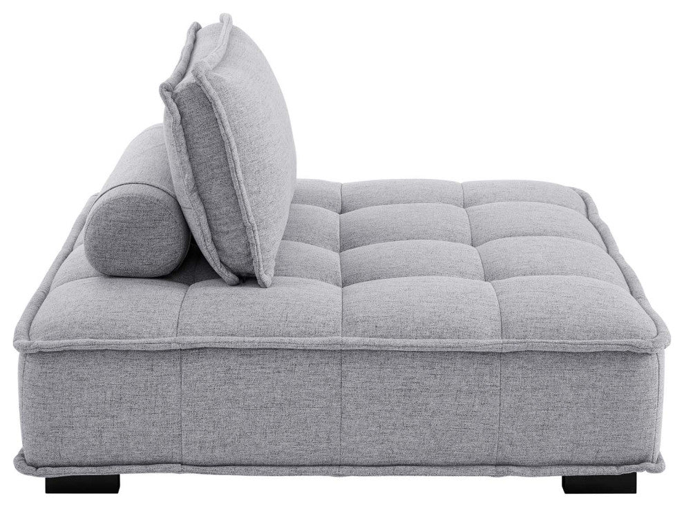 Saunter Tufted Fabric Armless Chair Light Gray