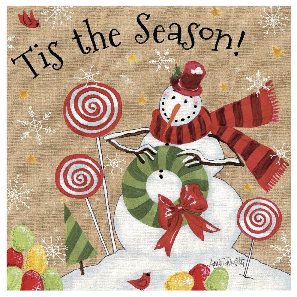 "Sweet Snowmen III" Digital Paper Print by Anne Tavoletti, 32"x32"