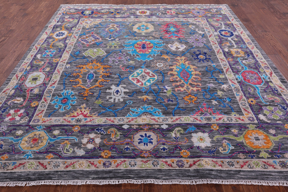 9' Square Turkish Oushak Hand Knotted Wool Rug - Q15706