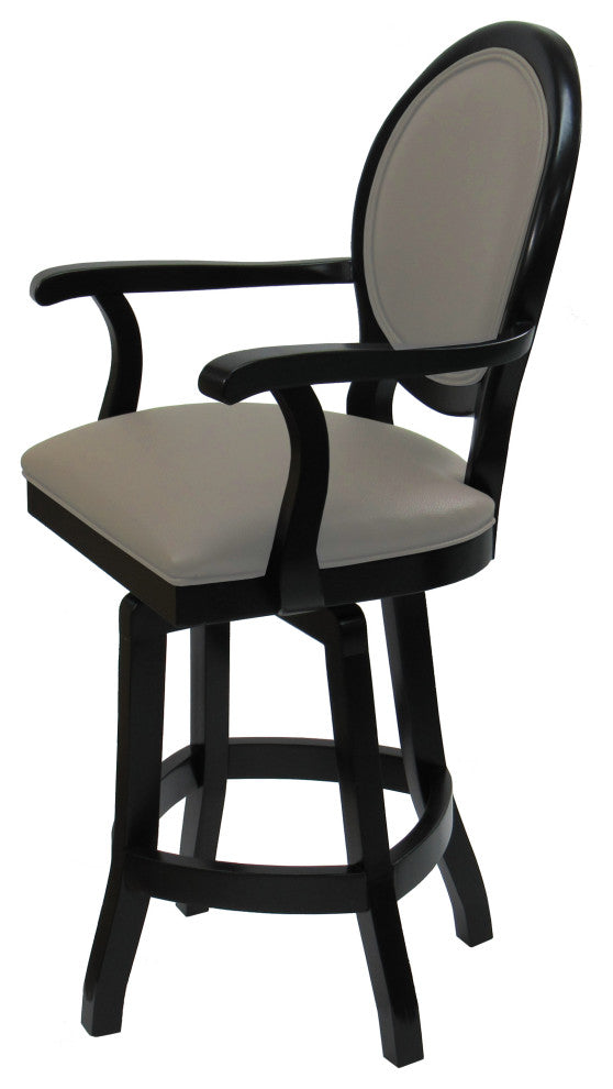 Swivel Wood Counter 26" Stool, 500, S-Base, Beige Leatherette Black