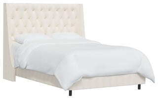 Wells King Tufted Wingback Bed, Zuma White