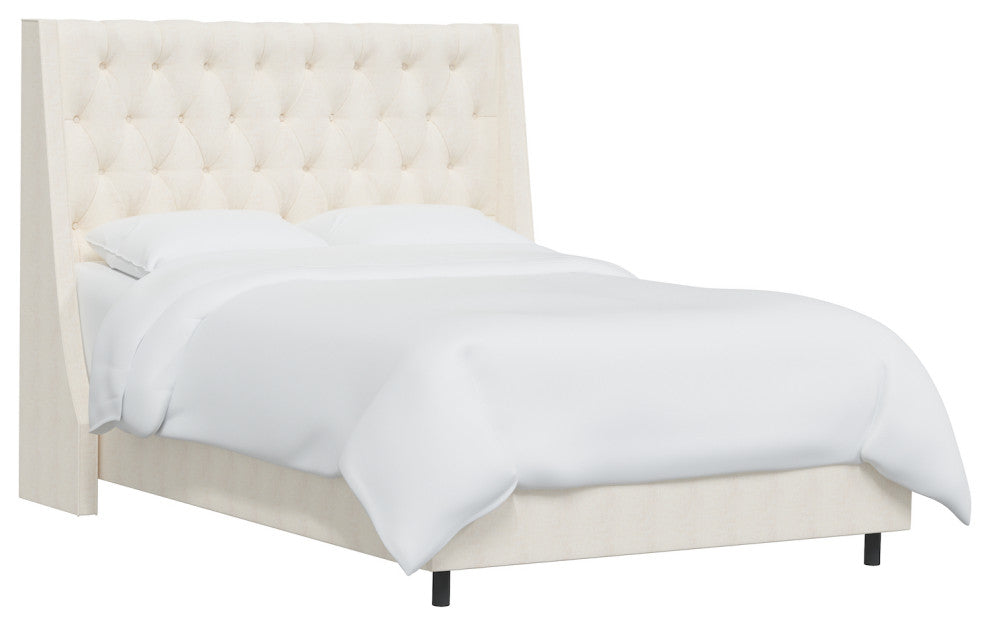 Wells King Tufted Wingback Bed, Zuma White