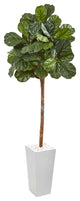 75" Fiddle Leaf Fig Artificial Tree in White Planter