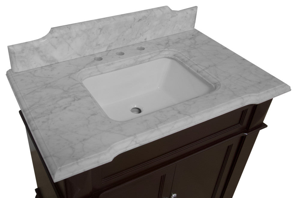 Elizabeth 36" Bathroom Vanity, Chocolate, Carrara Marble