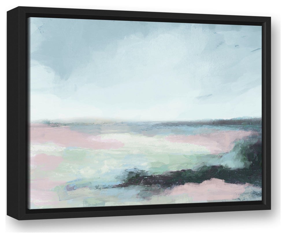 Soft Coastal Ocean Green 16x20 Black Floating Framed Canvas