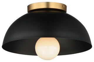 Maxim 10020 Thelonious 12"W Flush Mount Ceiling Fixture - Black / Natural Aged