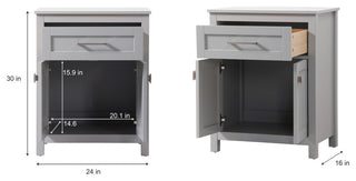 24" Wide Bathroom Storage Freestanding Cabinet, Grey