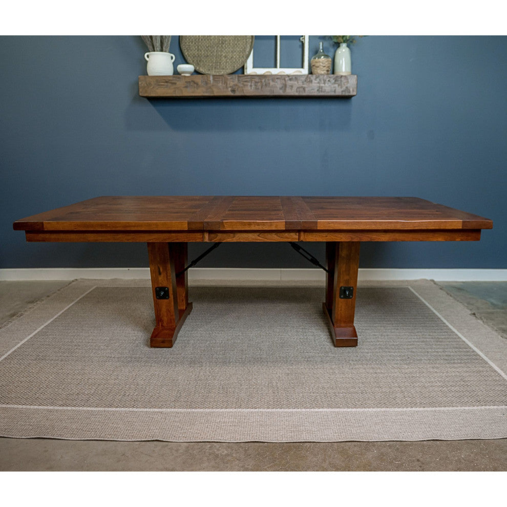 Holbrooke Extendable Rustic Cherry Dining Table, 54x72, 2 Middle Leaves