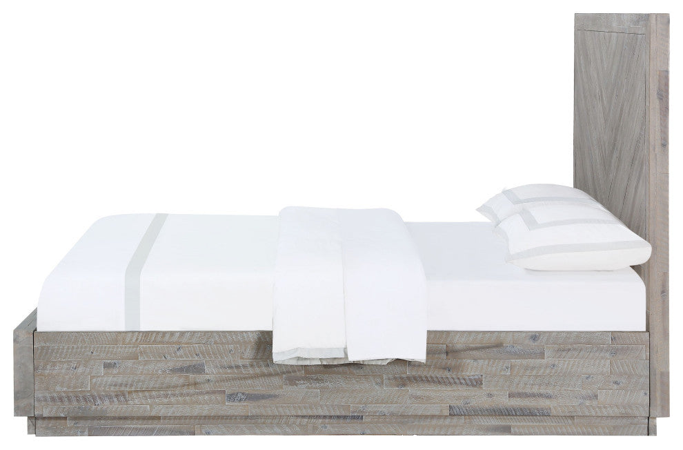Modus Alexandra Queen Solid Wood Platform Bed, Rustic Latte