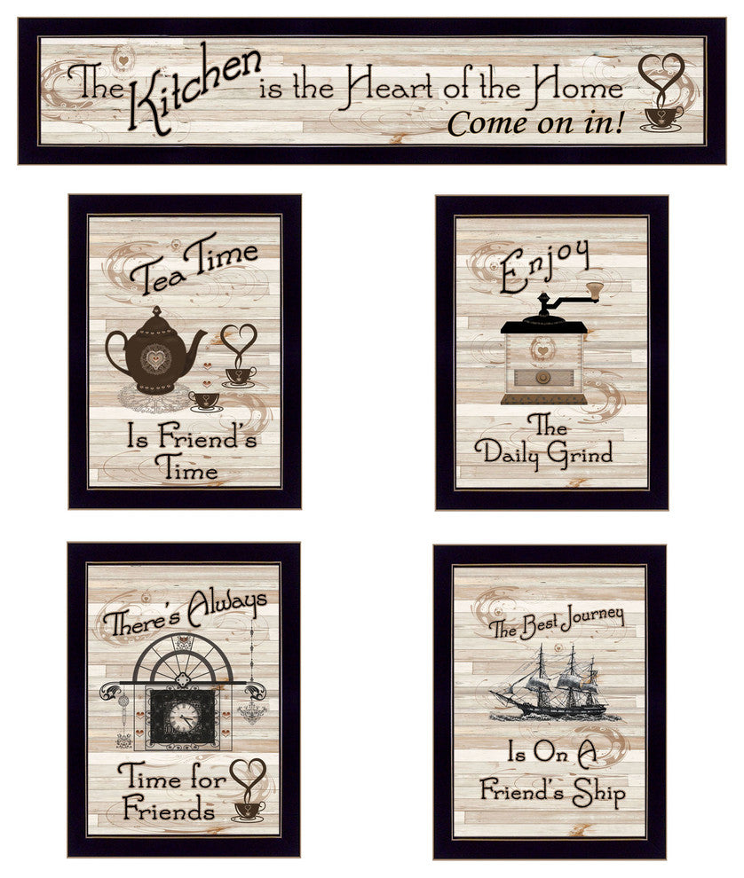"Kitchen Friendship Collection II" 5-Piece Vignette, Black Frame