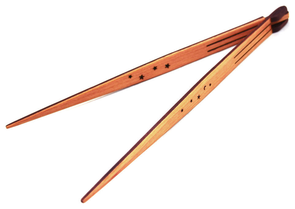 Fold-Flat Hinged Chopsticks, American Made Natural Cherry Wood