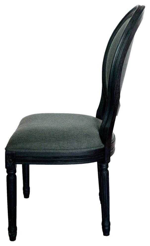 GDF Studio Babbs Traditional Fabric Dining Chairs, Set of 2, Dark Gray/Black