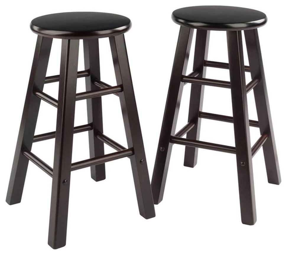 Winsome Element 24" Solid Wood Counter Stool in Espresso (Set of 2)