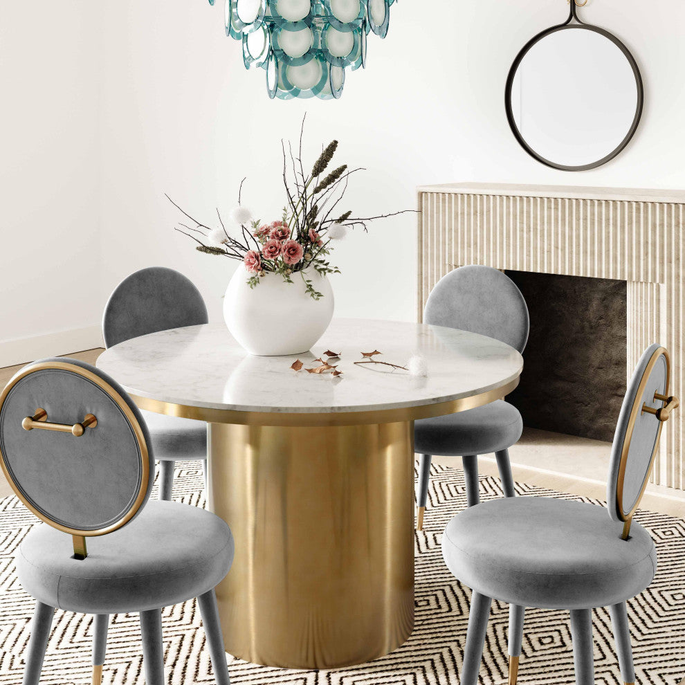 Kylie Light Gray Velvet Dining Chair, Light Gray