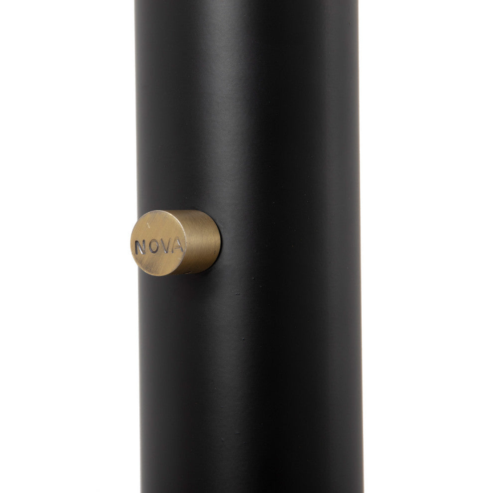 Culver 3 Light Arc Floor Lamp -86", Matte Black & Weathered Brass, Dimmer Switch