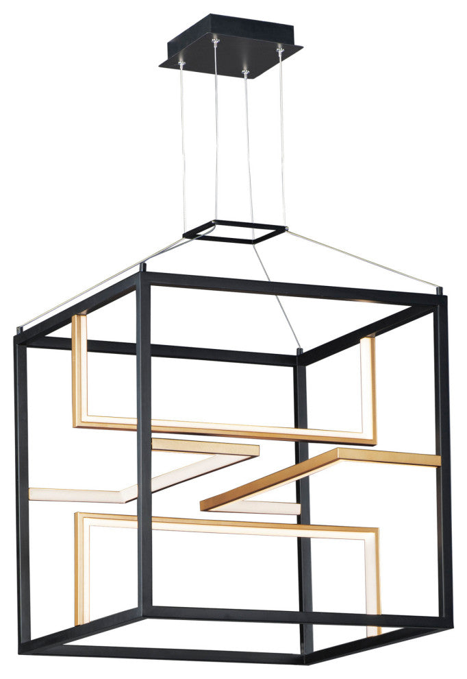 ET2 E21224 Chamber 4 Light 18"W LED Abstract Chandelier - Black / Gold