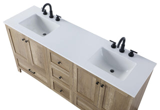 Home Living 66" Double Bathroom Vanity, Natural Oak