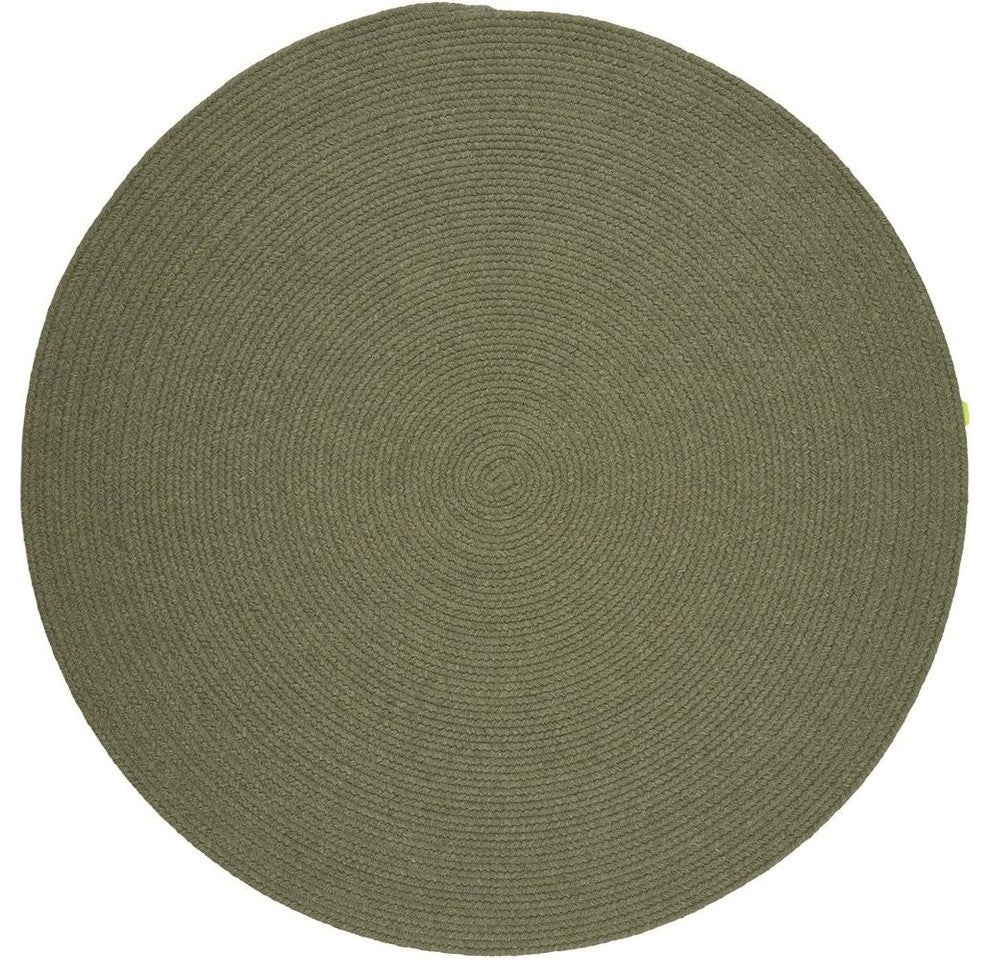 Solid Wool Rug, Moss Green, 4' Round