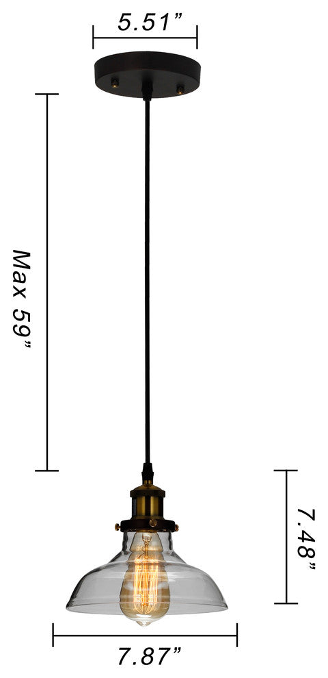 Cadman Industrial 1-Light Oil Rubbed Bronze Ceiling Pendant, 8" Wide