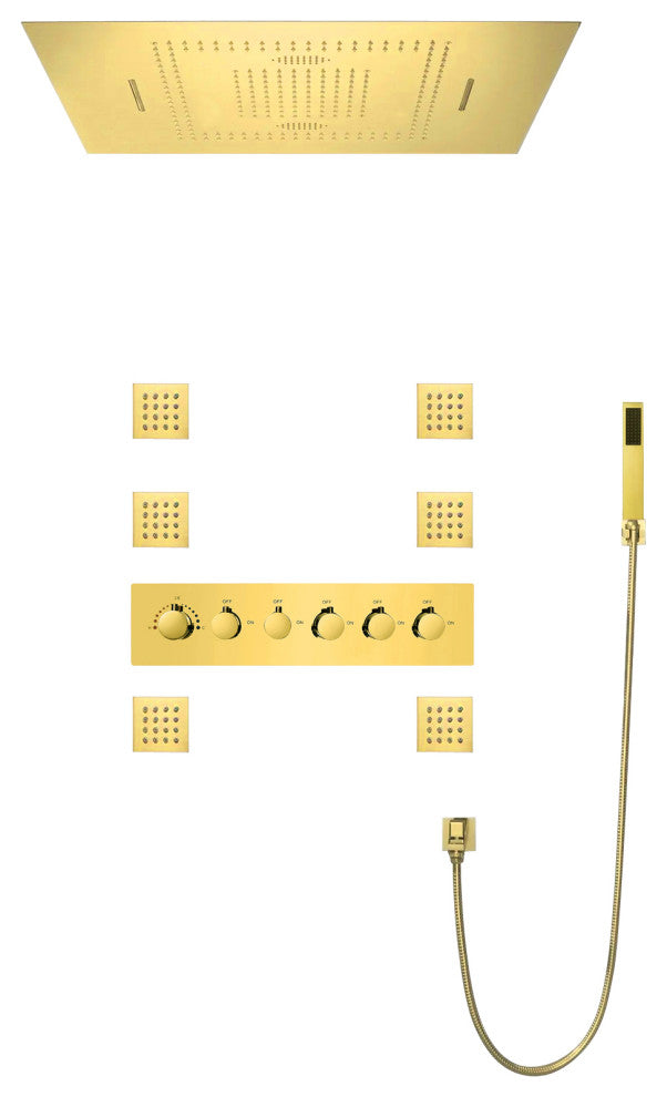 LED Rainfall Mist Shower System With Hand Shower, Phone Control Light