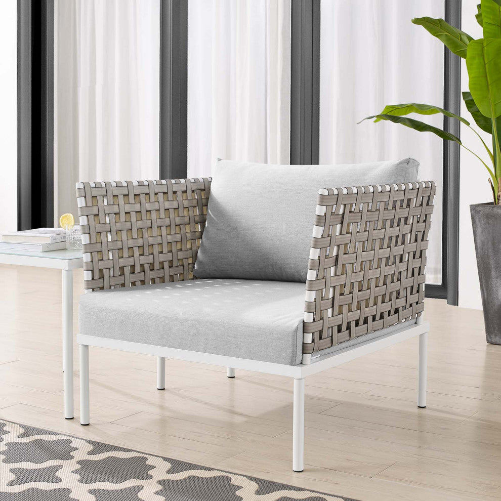 Side Lounge Chair Armchair, Sunbrella, Aluminum, Metal, Gray, Outdoor