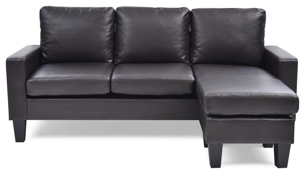 Ukiah Sofa Faux Leather Chaise, Cappuccino Faux Leather